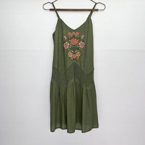 Wonderly Summer Dress Size XS Dessert Dreamer Embroidered Green Adjustable Strap